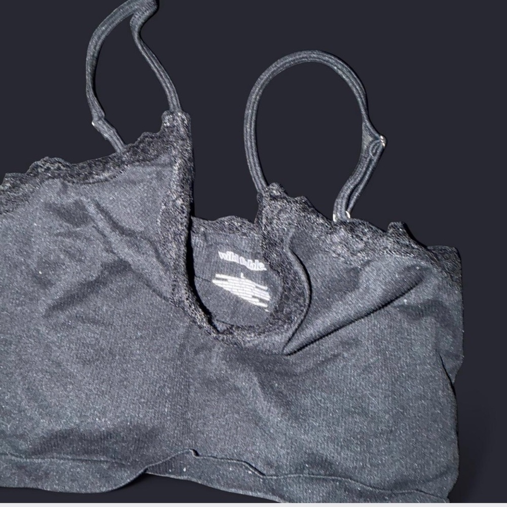 Wild Fable Black Lace Trim Crop Top